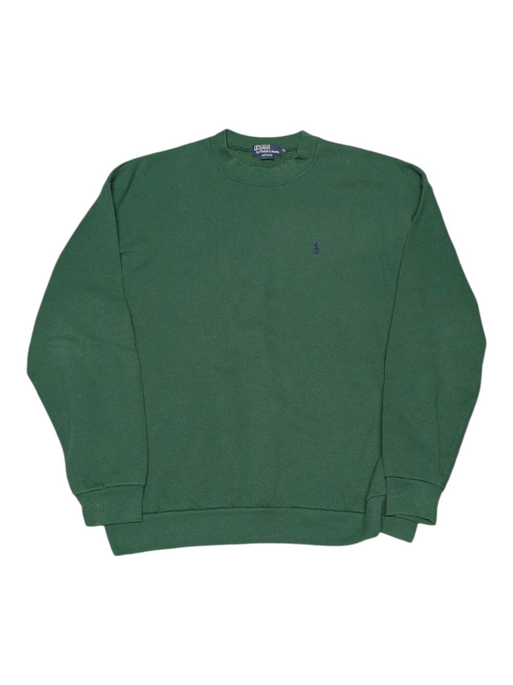 Vintage Polo Ralph Lauren Forest Green 100% Cotton Crewneck Sweatshirt